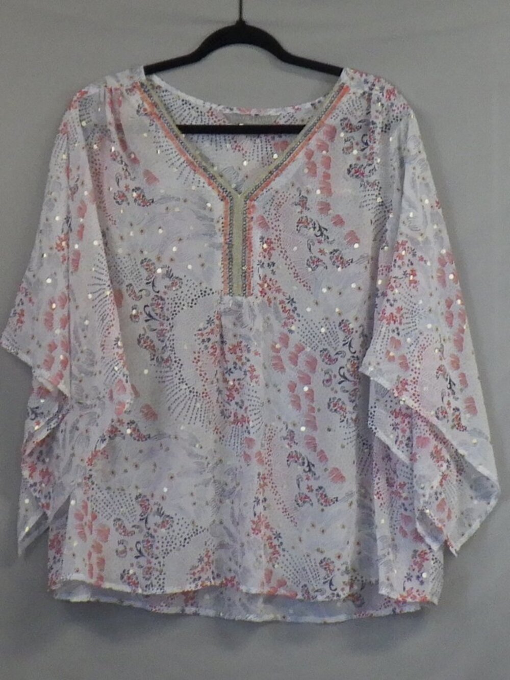Valerie Stevens Sheer Boho Tunic Top   A668